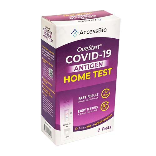 CareStart Antigen Covid-19 Home Test Self Test Mask AccessBio (2 Pack) MADE IN USA