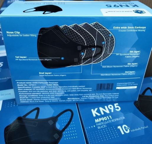 KN95 Black Face Mask FDA/CDC APPENDIX A APPROVED (20 Pack)