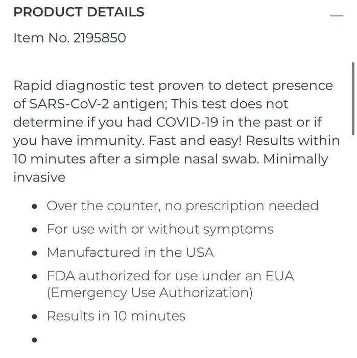 CareStart Antigen Covid-19 Home Test Self Test Mask AccessBio (2 Pack) MADE IN USA