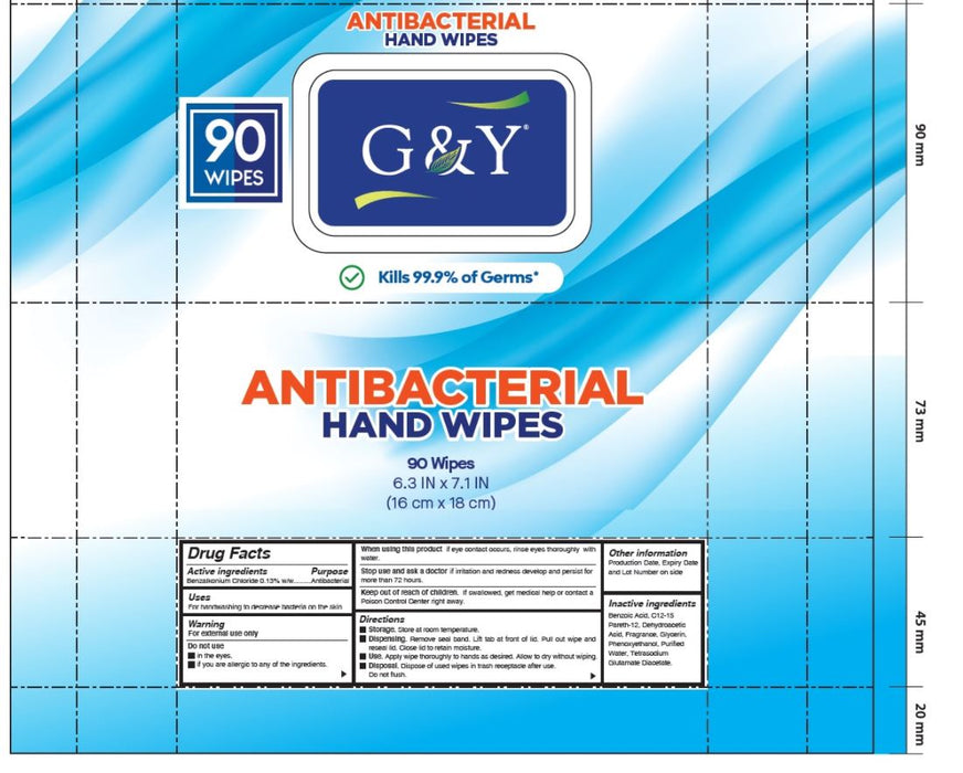 G&Y Antibacterial Hand Wipes 90 Sheet Each, (4 PACK) - $12.99