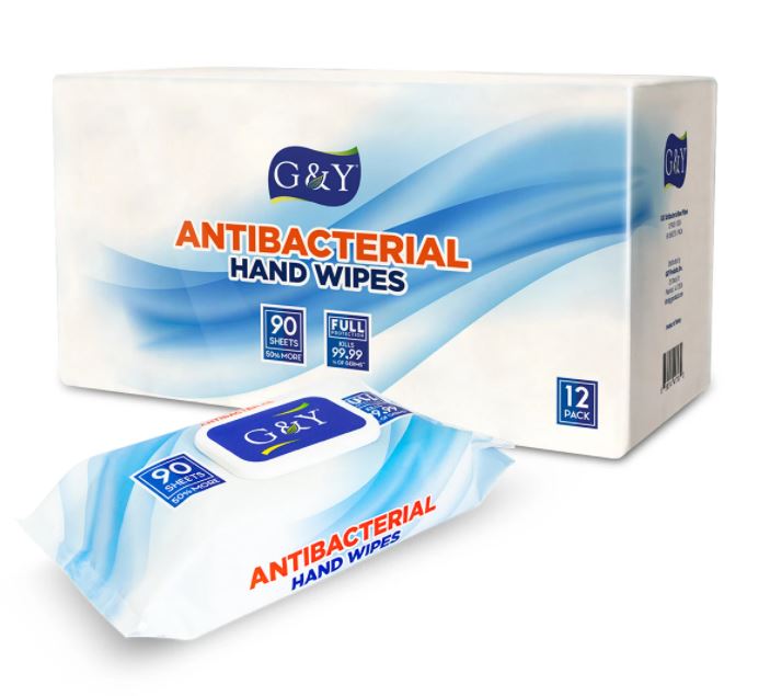G&Y Antibacterial Hand Wipes 90 Sheet Each, (4 PACK) - $12.99