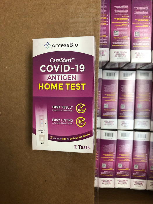CareStart Antigen Covid-19 Home Test Self Test Mask AccessBio (2 Pack) MADE IN USA